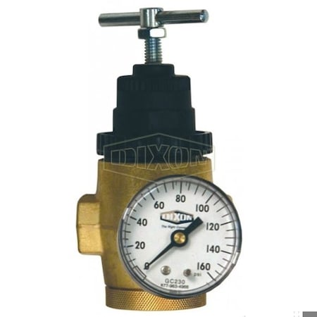 Dixon Norgren by 1 Series Non-Relieving Water Pressure Regulator with GC230 Gauge, 1/4 in PTF, 5 GPM Flow R43-201RG